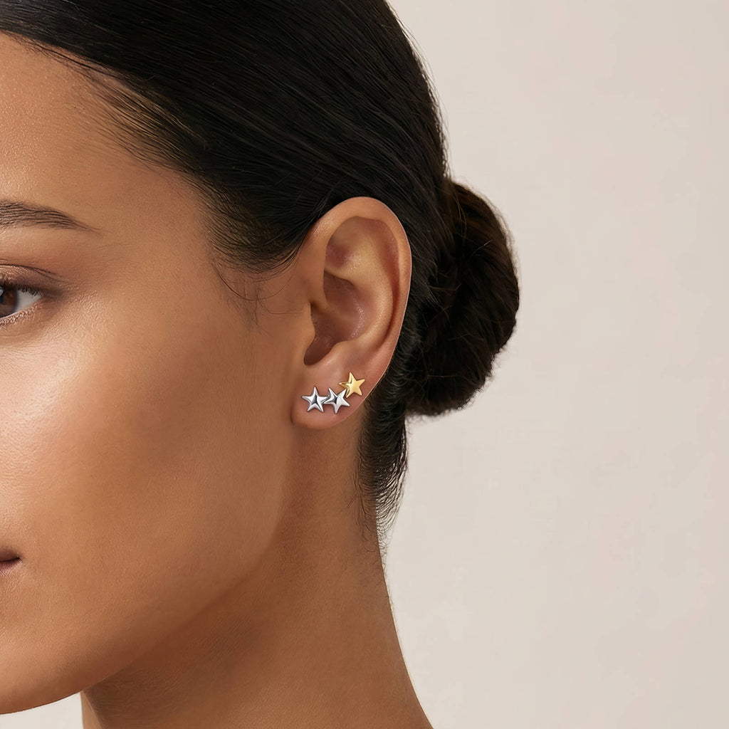 "STARS" PVD GOLD-PLATED STAINLESS STEEL EARRINGS