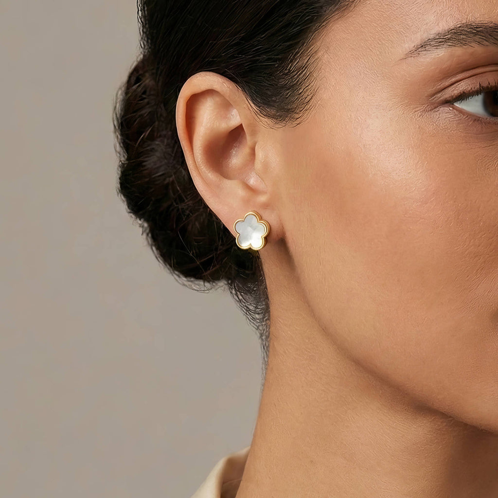 "FLOWERS" PVD GOLD-PLATED STEEL EARRINGS -