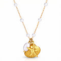 "STARFISH AND SEASHELL" PVD GOLD-PLATED STEEL NECKLACE
