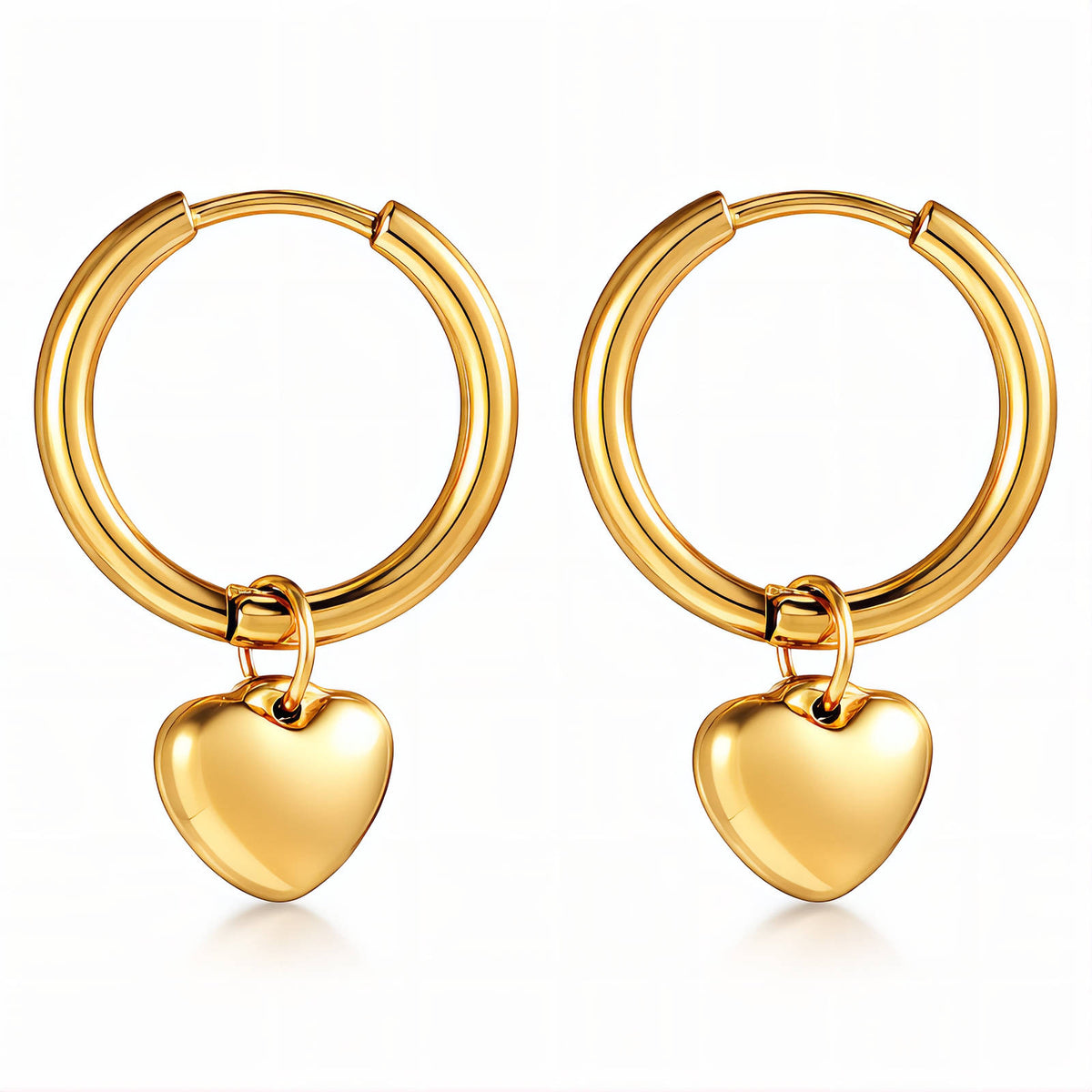 "HEARTS" PVD GOLD-PLATED STEEL EARRINGS